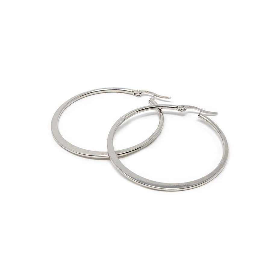 Stainless Steel 40MM Flat Hoop Earrings - Mimmic Fashion Jewelry