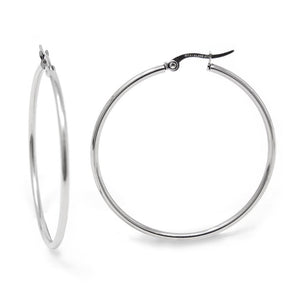 Stainless Steel 40MM Hoop Earrings - Mimmic Fashion Jewelry