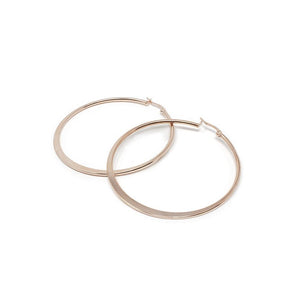 Stainless Steel 50MM Flat Hoop Earrings Rose Gold Plated - Mimmic Fashion Jewelry