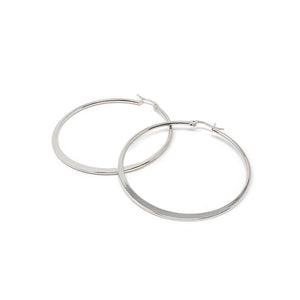 Stainless Steel 50MM Flat Hoop Earrings - Mimmic Fashion Jewelry