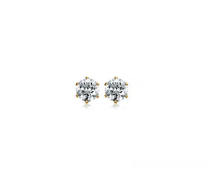 Stainless Steel 5MM CZ Round Stud Earrings Gold Plated