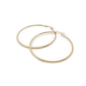 Stainless Steel 60MM Flat Hoop Earrings Gold Plated - Mimmic Fashion Jewelry