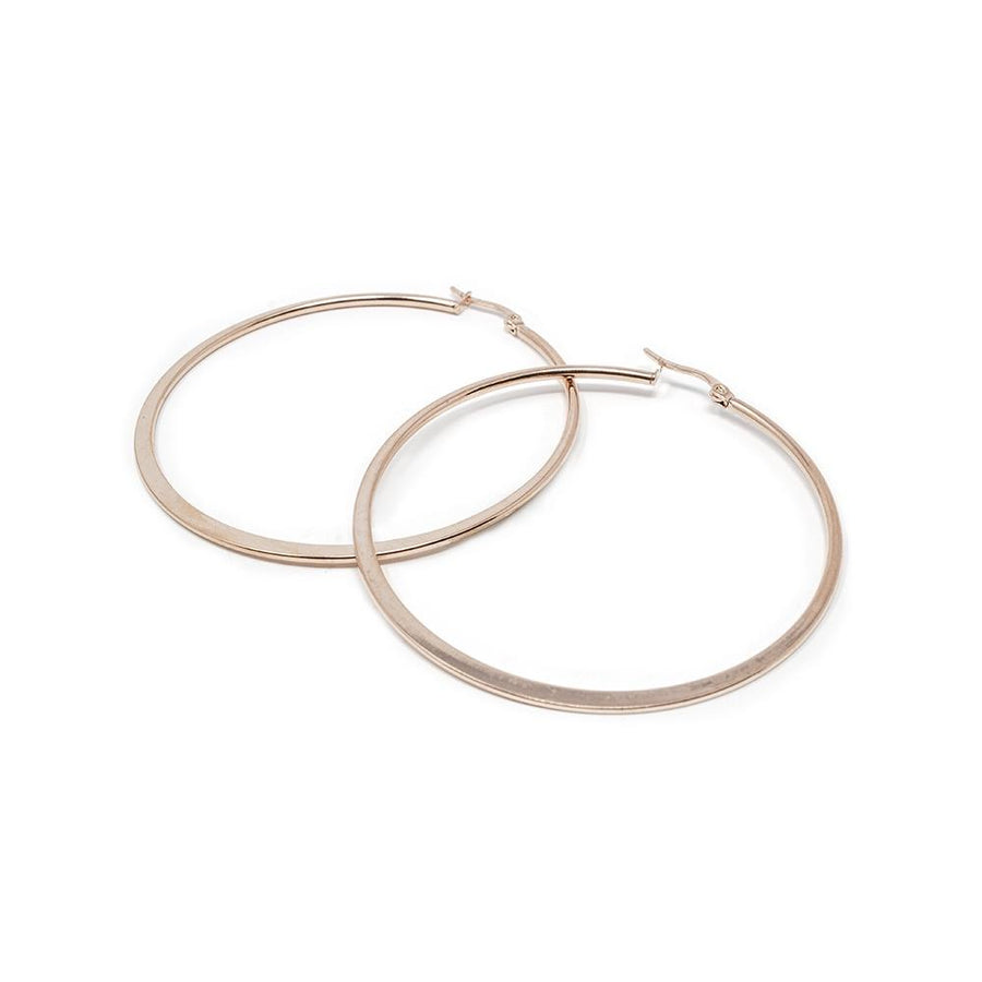 Stainless Steel 60MM Flat Hoop Earrings Rose Gold Plated - Mimmic Fashion Jewelry