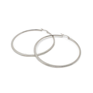 Stainless Steel 60MM Flat Hoop Earrings - Mimmic Fashion Jewelry