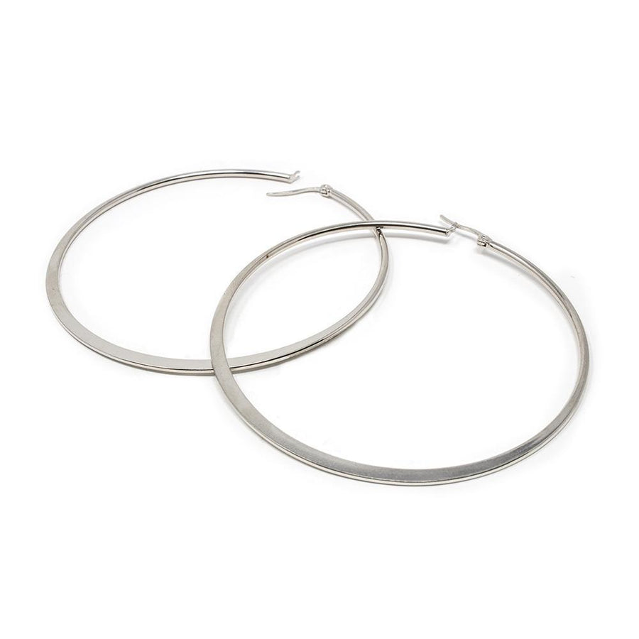 Stainless Steel 70MM Flat Hoop Earrings - Mimmic Fashion Jewelry