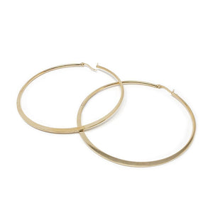 Stainless Steel 70MM Flat Hoop Earrings Gold Plated - Mimmic Fashion Jewelry