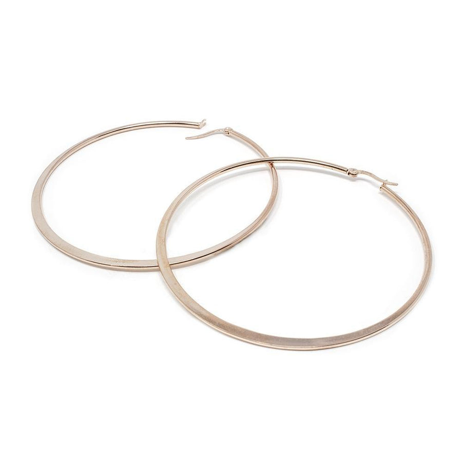 Stainless Steel 70MM Flat Hoop Earrings Rose Gold Plated - Mimmic Fashion Jewelry