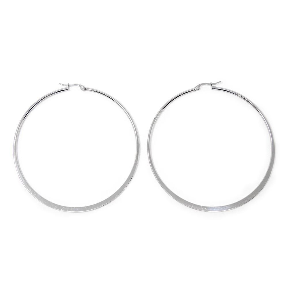 Silver Sleeper Hoop Earrings 70mm at Segal's Jewellers