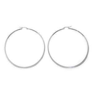 Stainless Steel 70MM Flat Hoop Earrings - Mimmic Fashion Jewelry