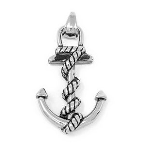 Stainless Steel Anchor with Rope Pendant - Mimmic Fashion Jewelry