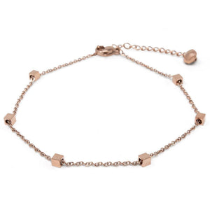 StSteel Anklet Tiny Cubes RoseGold Pl - Mimmic Fashion Jewelry