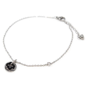 Stainless Steel Anklet with Love Disc Charm - Mimmic Fashion Jewelry