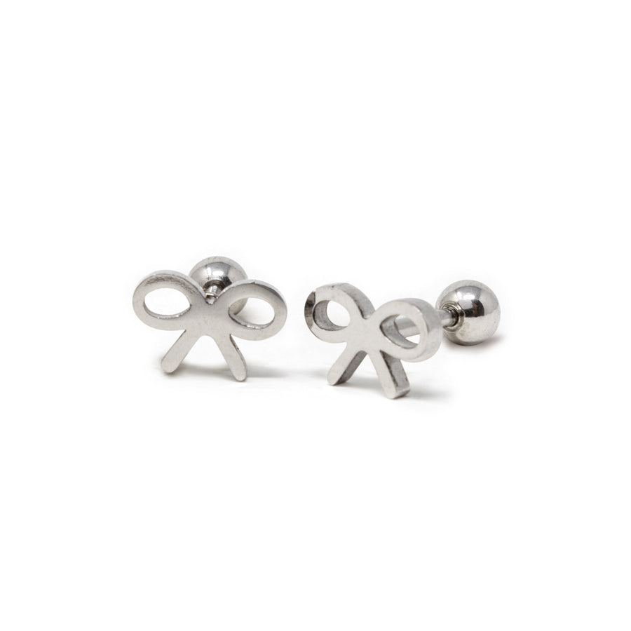 Stainless Steel Baby Stud Earrings Bow - Mimmic Fashion Jewelry