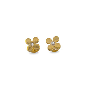 Stainless Steel Baby Stud Earrings Mini Flower with CZ Gold Pl - Mimmic Fashion Jewelry