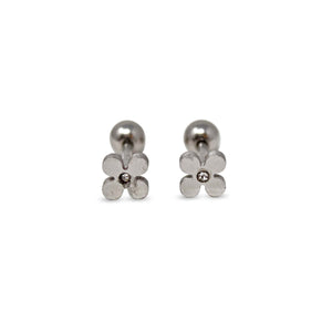 Stainless Steel Baby Stud Earrings Mini Flower with CZ - Mimmic Fashion Jewelry