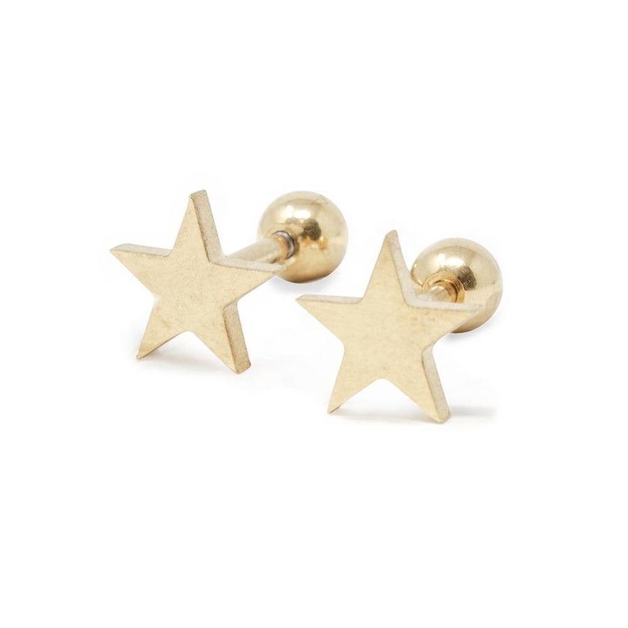 Stainless Steel Baby Stud Earrings Star Gold Plated - Mimmic Fashion Jewelry