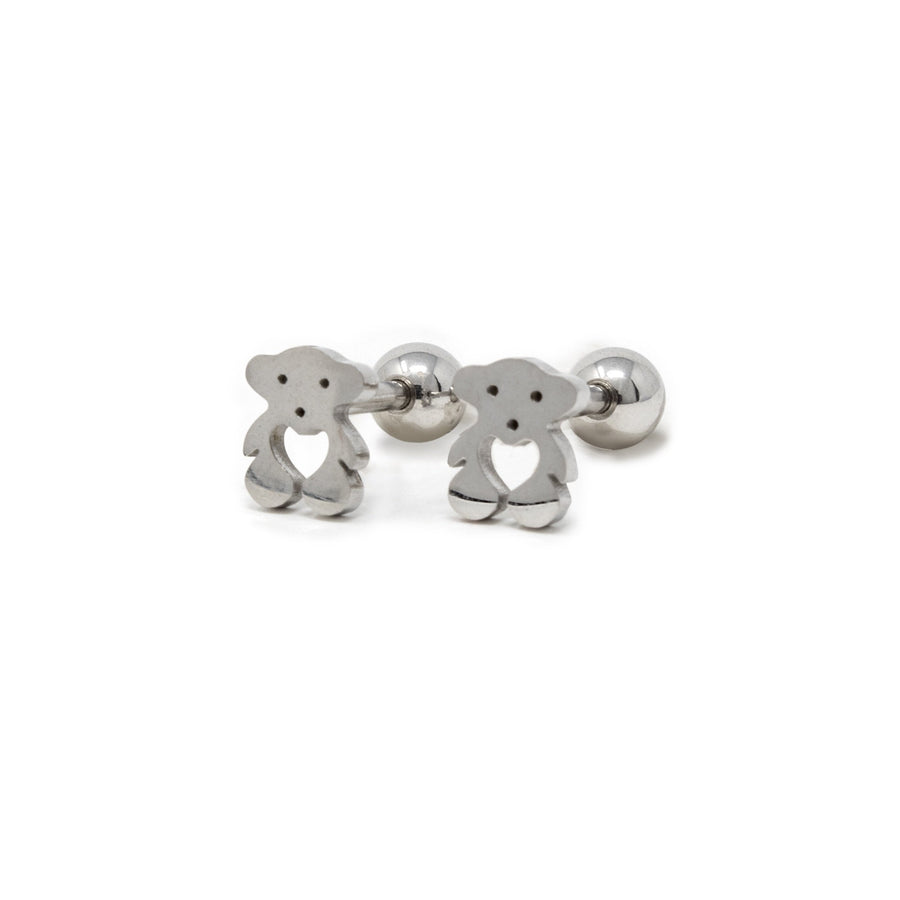 Stainless Steel Baby Stud Earrings Tiny Bear - Mimmic Fashion Jewelry