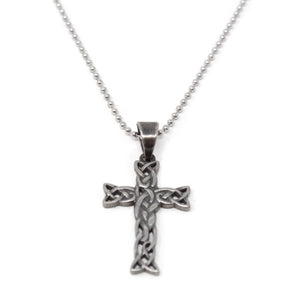 Stainless Steel Ball Chain With Celtic Cross Pendant - Mimmic Fashion Jewelry