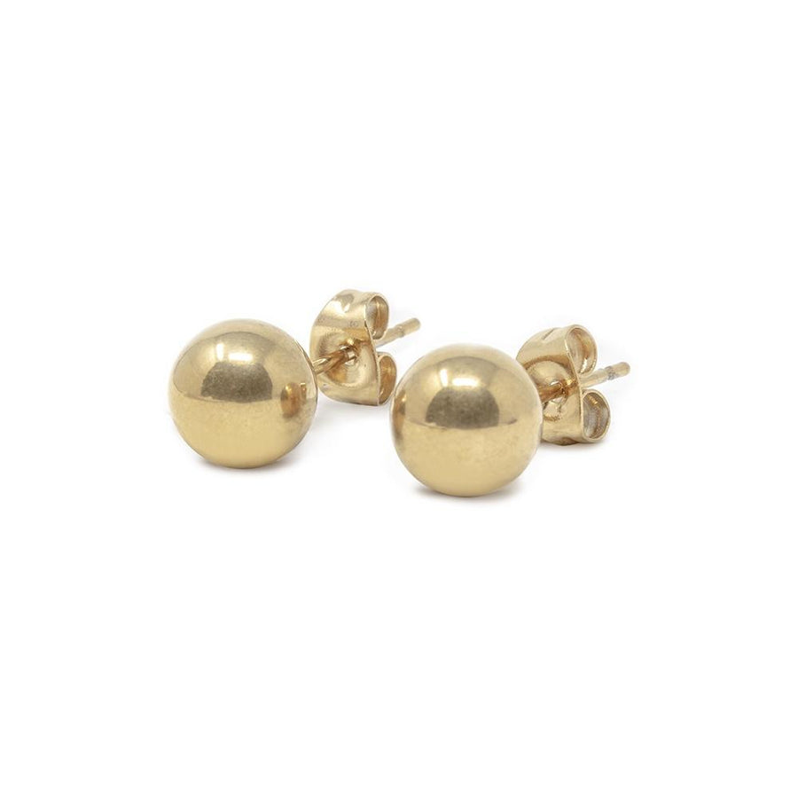 Stainless Steel Ball Stud Earrings Gold Plated - Mimmic Fashion Jewelry