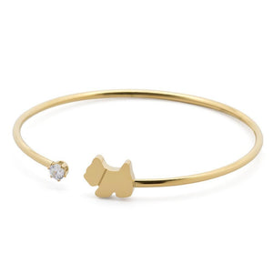 Stainless St Bangle Dog CZ Gold Pl - Mimmic Fashion Jewelry