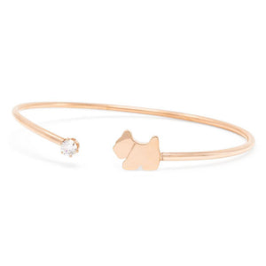 Stainless Steel Bangle Dog CZ Rose Gold Plated - Mimmic Fashion Jewelry