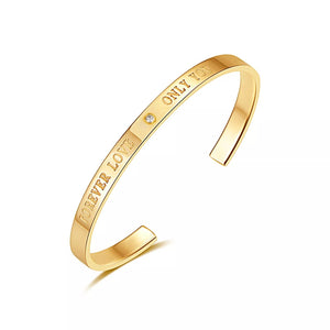 Stainless Steel Bangle Forever Love CZ Gold Plated