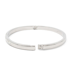 Stainless Steel Bangle Pave Rhodium Pl - Mimmic Fashion Jewelry