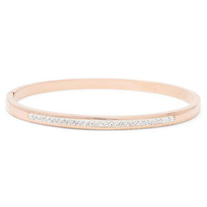 Stainless Steel Bangle Pave Rose GoldPl - Mimmic Fashion Jewelry