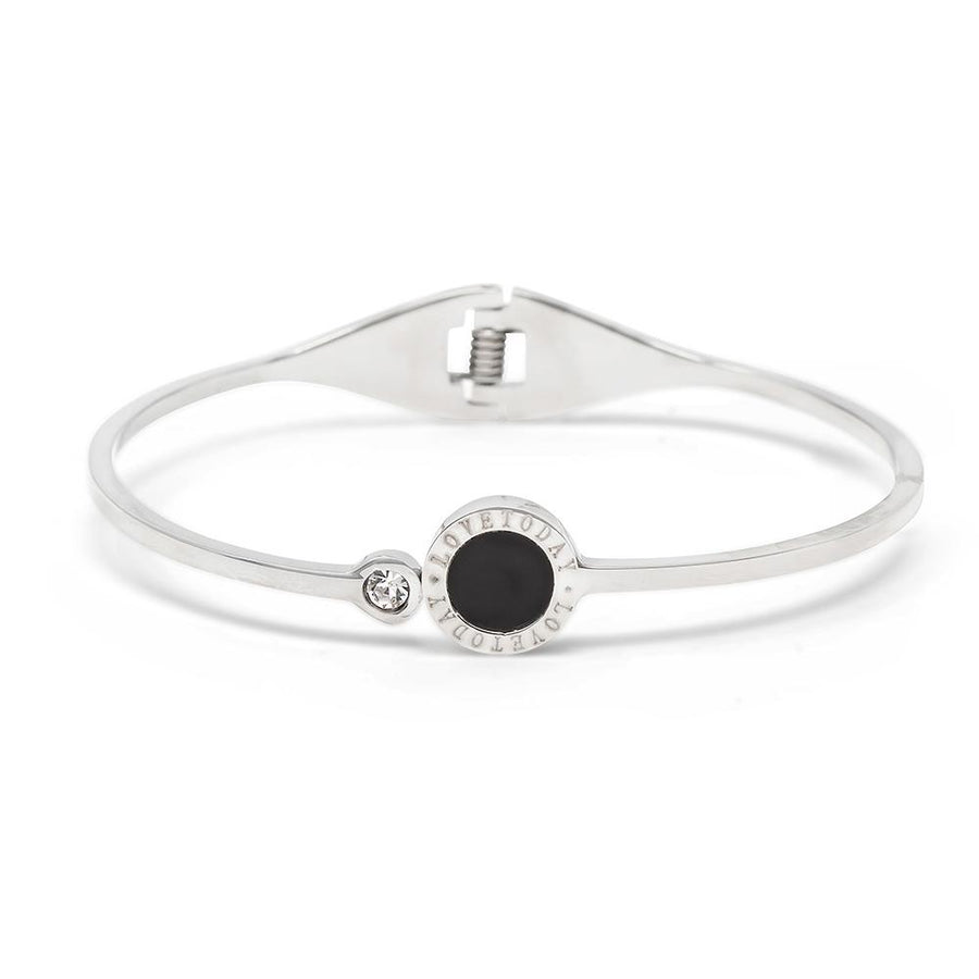 Stainless Steel Bangle Round BCA Crystal - Mimmic Fashion Jewelry