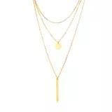Stainless Steel Bar/Circle Layered Necklace Gold Plated