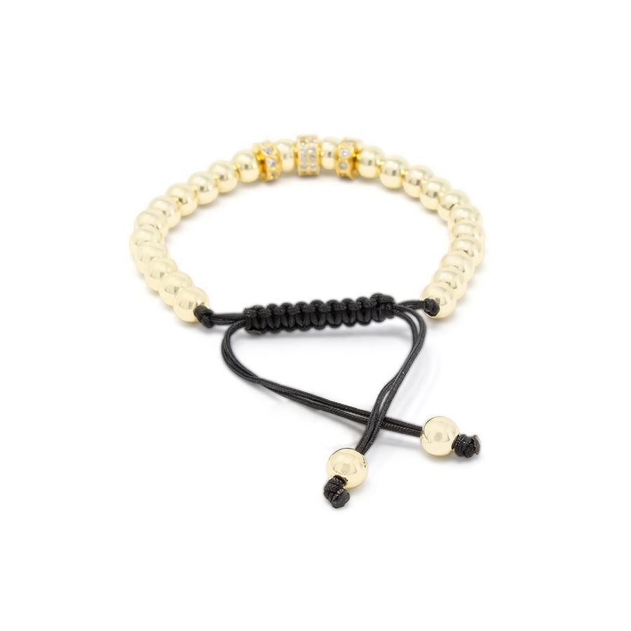 Stainless Steel Beaded Adjustable Bracelet Gold Plated - Mimmic Fashion Jewelry