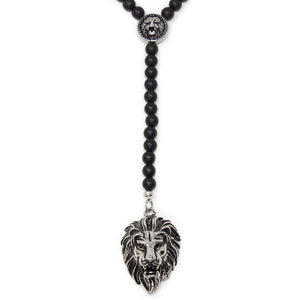 Stainless Steel Beaded Lion Necklace - Mimmic Fashion Jewelry