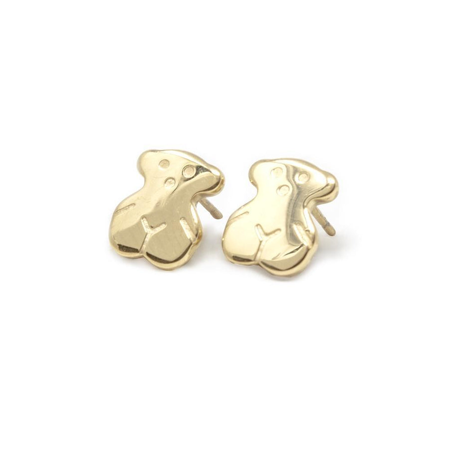 Stainless Steel Bear Stud Earrings Gold Plated - Mimmic Fashion Jewelry