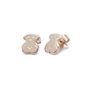 Stainless Steel Bear Stud Earrings Rose Gold Plated - Mimmic Fashion Jewelry