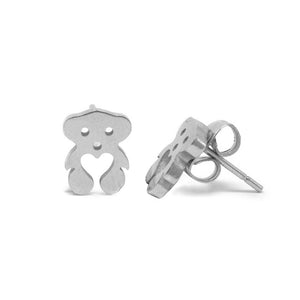 Stainless St Bear in Pave Bar Neck Earrings Set - Mimmic Fashion Jewelry