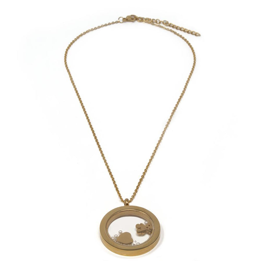 Stainless St Bear/Heart Glass Locket Neck - Mimmic Fashion Jewelry