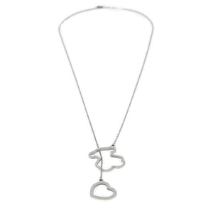 Stainless Steel Bear/Heart Lariat Necklace - Mimmic Fashion Jewelry