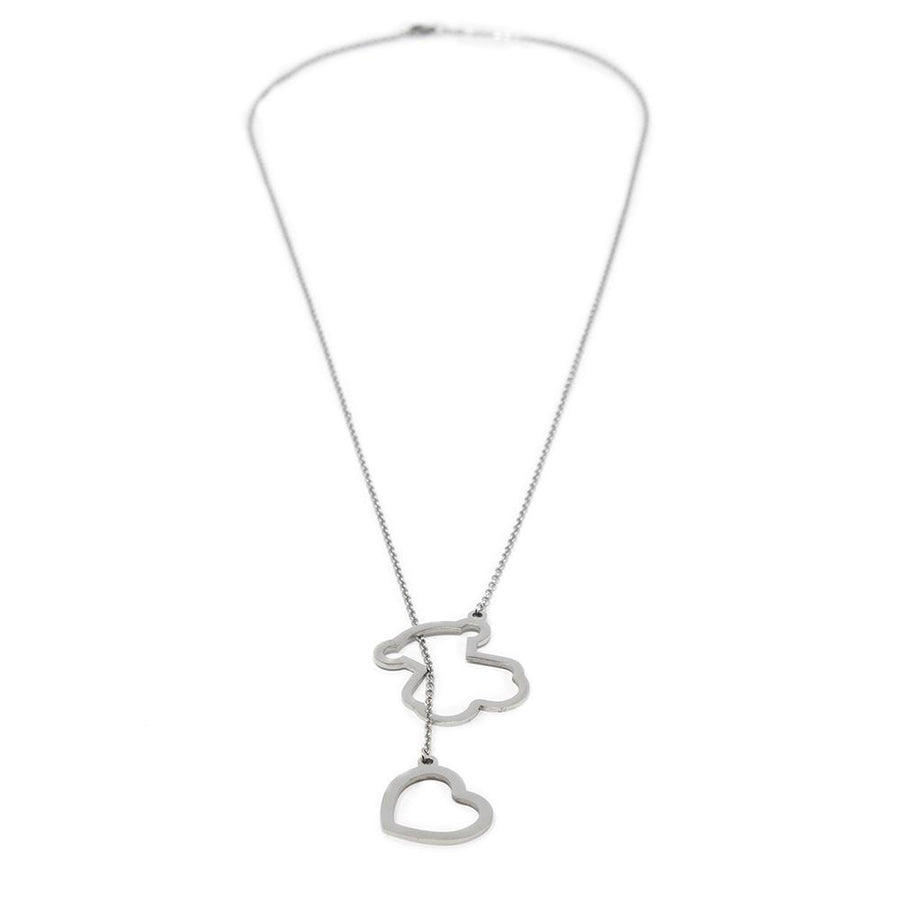 Stainless Steel Bear/Heart Lariat Necklace - Mimmic Fashion Jewelry