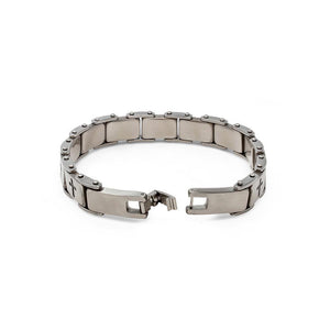 Stainless St Black Cross Link Bracelet 8.5 - Mimmic Fashion Jewelry