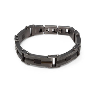 Stainless St Black IP Bracelet w Deep Line - Mimmic Fashion Jewelry