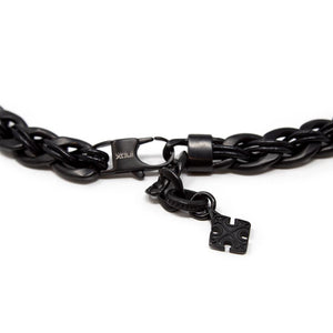 Stainless Steel Black Ion Plated Chain Black Leather Anchor Charm Wrap Bracelet - Mimmic Fashion Jewelry