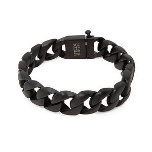 Stainless Steel Black Ion Plated Curb Bracelet - Mimmic Fashion Jewelry