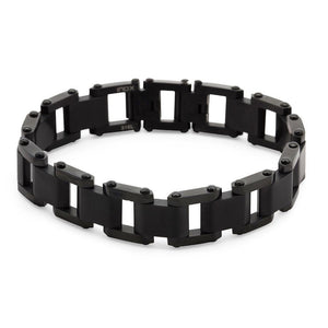 Stainless Steel Black Ion Plated Matte Polished Bracelet - Mimmic Fashion Jewelry