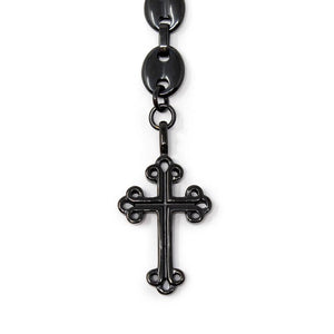 Stainless Steel Black Ion Plated Puff Mariner Chain Rosary - Mimmic Fashion Jewelry