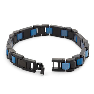 Stainless Steel Black Ion Plated and Blue Ion Plated Bracelet - Mimmic Fashion Jewelry