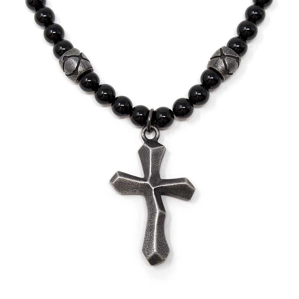 Black Beaded Cross Necklace - Lovisa