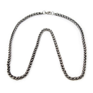 Stainless Steel Black Oxidized Franco Necklace - Mimmic Fashion Jewelry