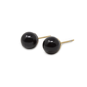 Stainless Steel Black Pearl Stud Earrings Gold Plated - Mimmic Fashion Jewelry