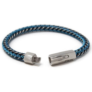 Stainless Steel Blue Black Silver Weave Bracelet - Mimmic Fashion Jewelry