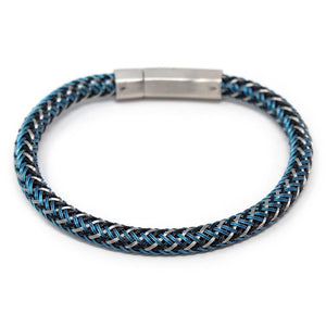 Stainless Steel Blue Black Silver Weave Bracelet - Mimmic Fashion Jewelry
